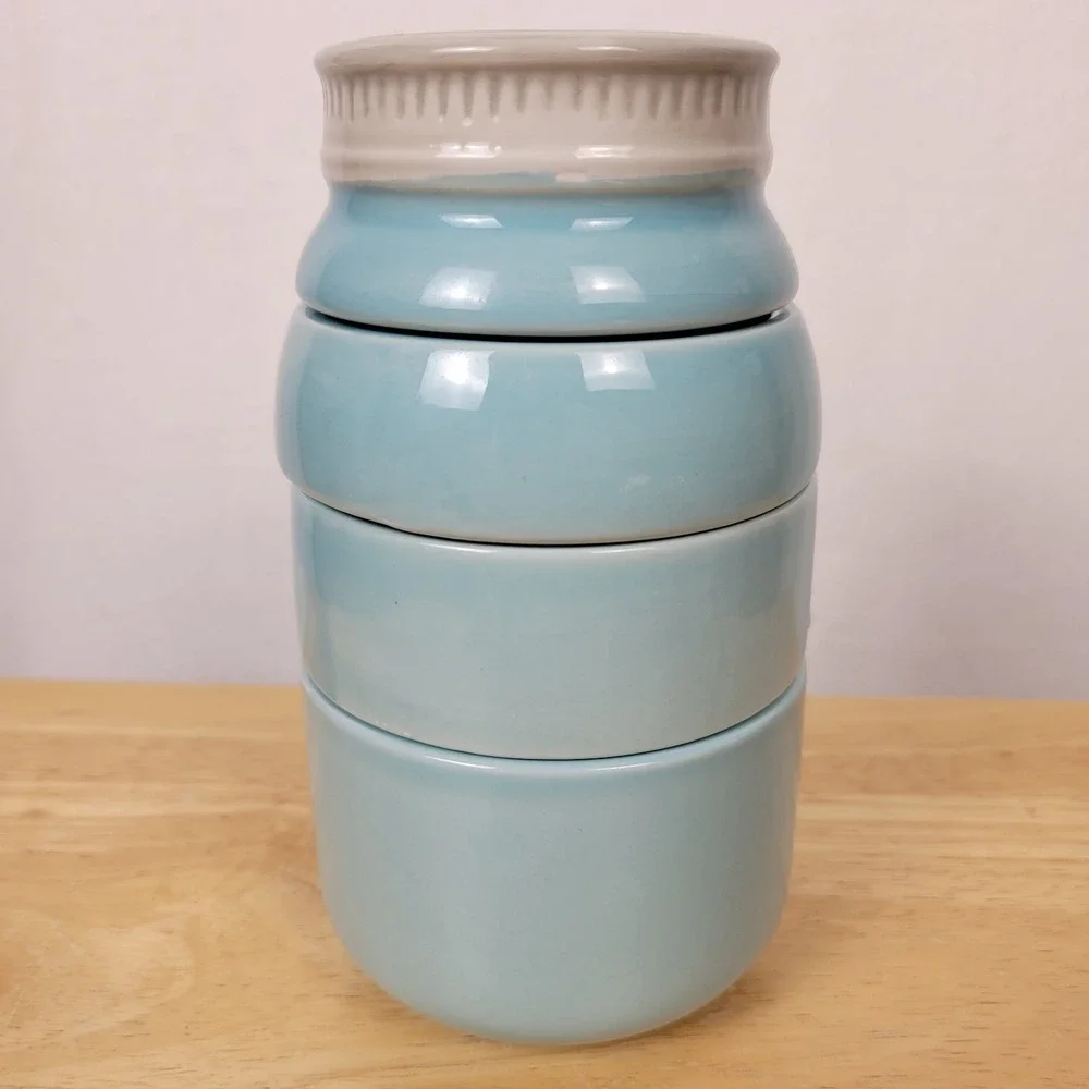 Mason Jar Measuring Cups Blue Stacking Nesting Kitchen Rustic Country Farmhouse